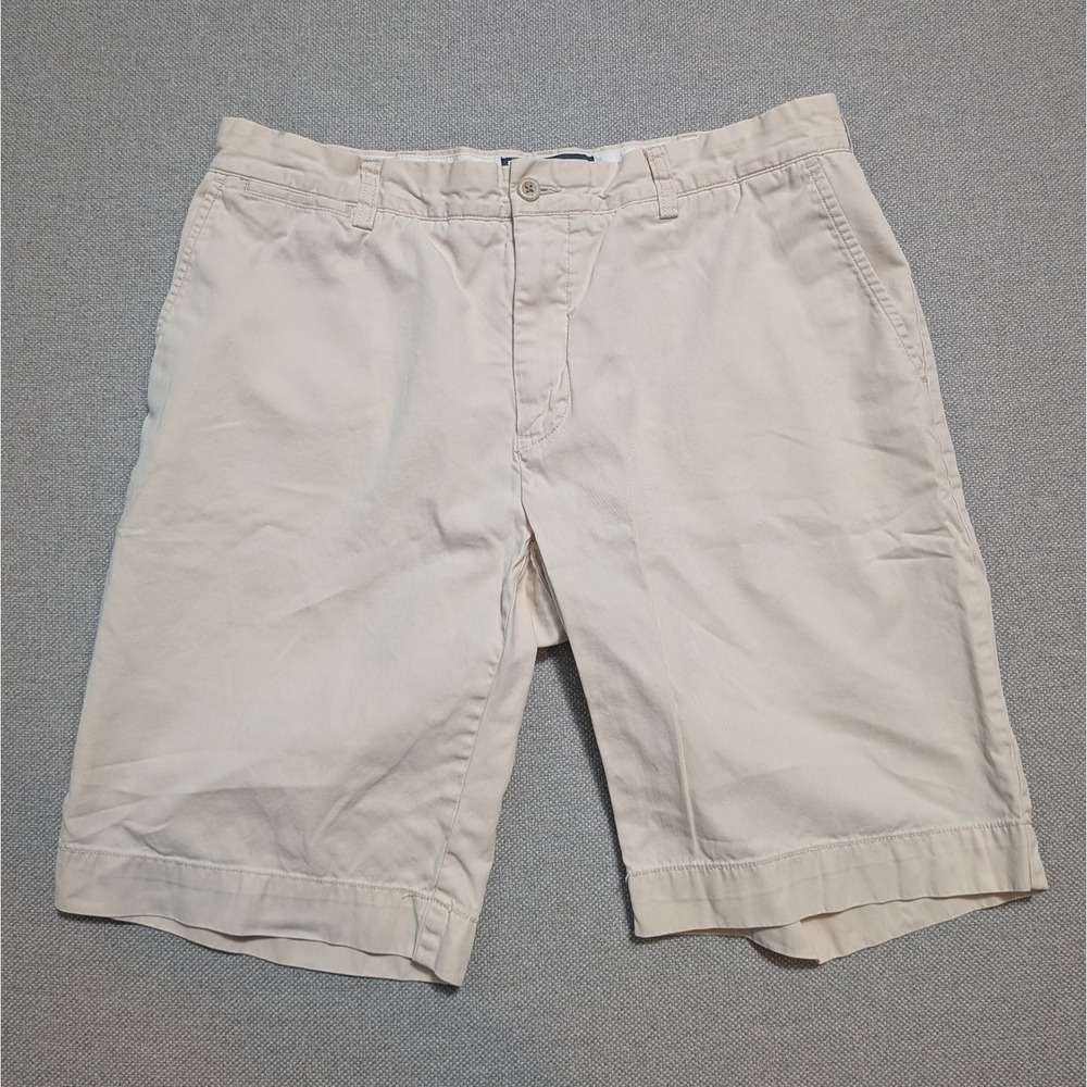 Polo Ralph Lauren Men's 34 Chino Shorts Khaki Cotton Flat Front Pony Tan Summer